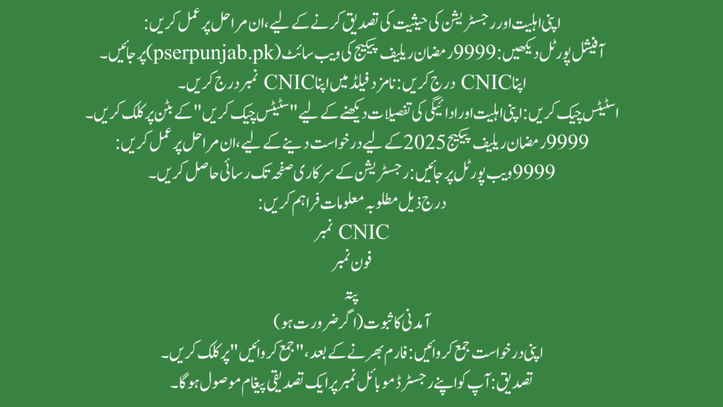 ๐ How to Register for the 9999 Ramzan Relief Package?